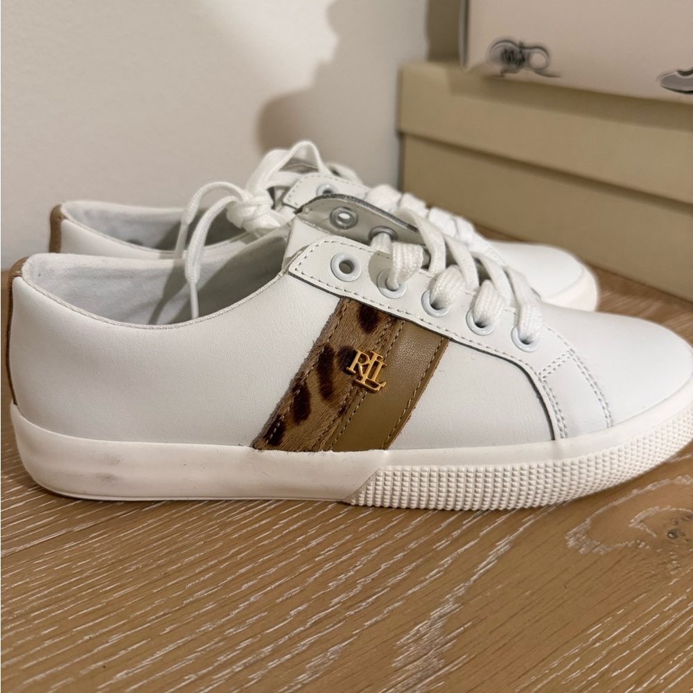 Ralph Lauren White and Tan Women's Sneakers